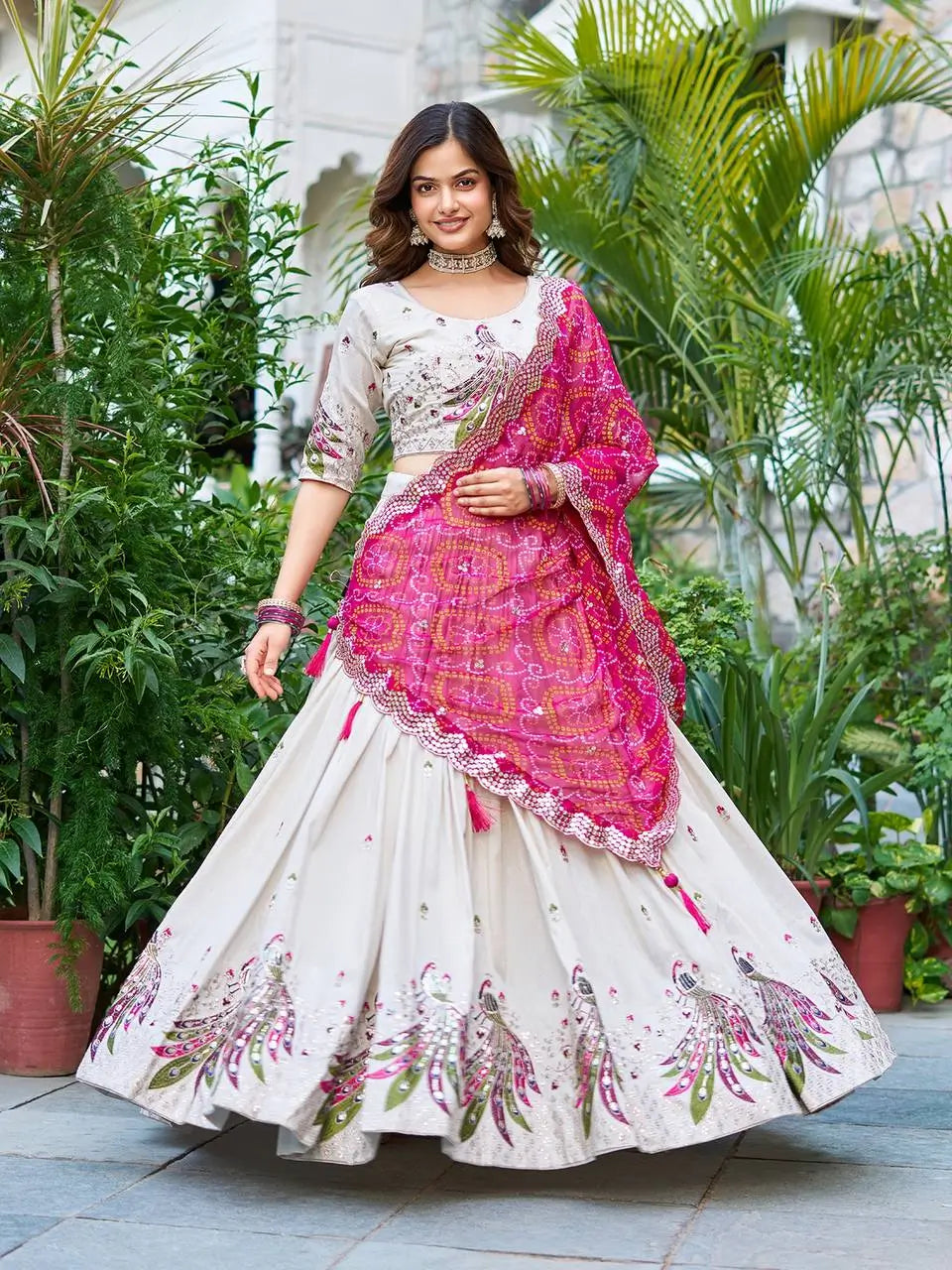 Embroidered Tissue Silk Festival Lehenga Choli