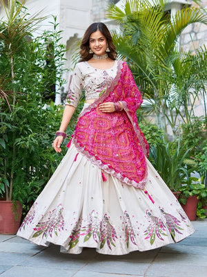 Embroidered Tissue Silk Festival Lehenga Choli