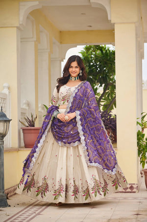 Embroidered Tissue Silk Festival Lehenga Choli