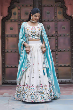 Embroidered Tissue Silk Lehenga Choli
