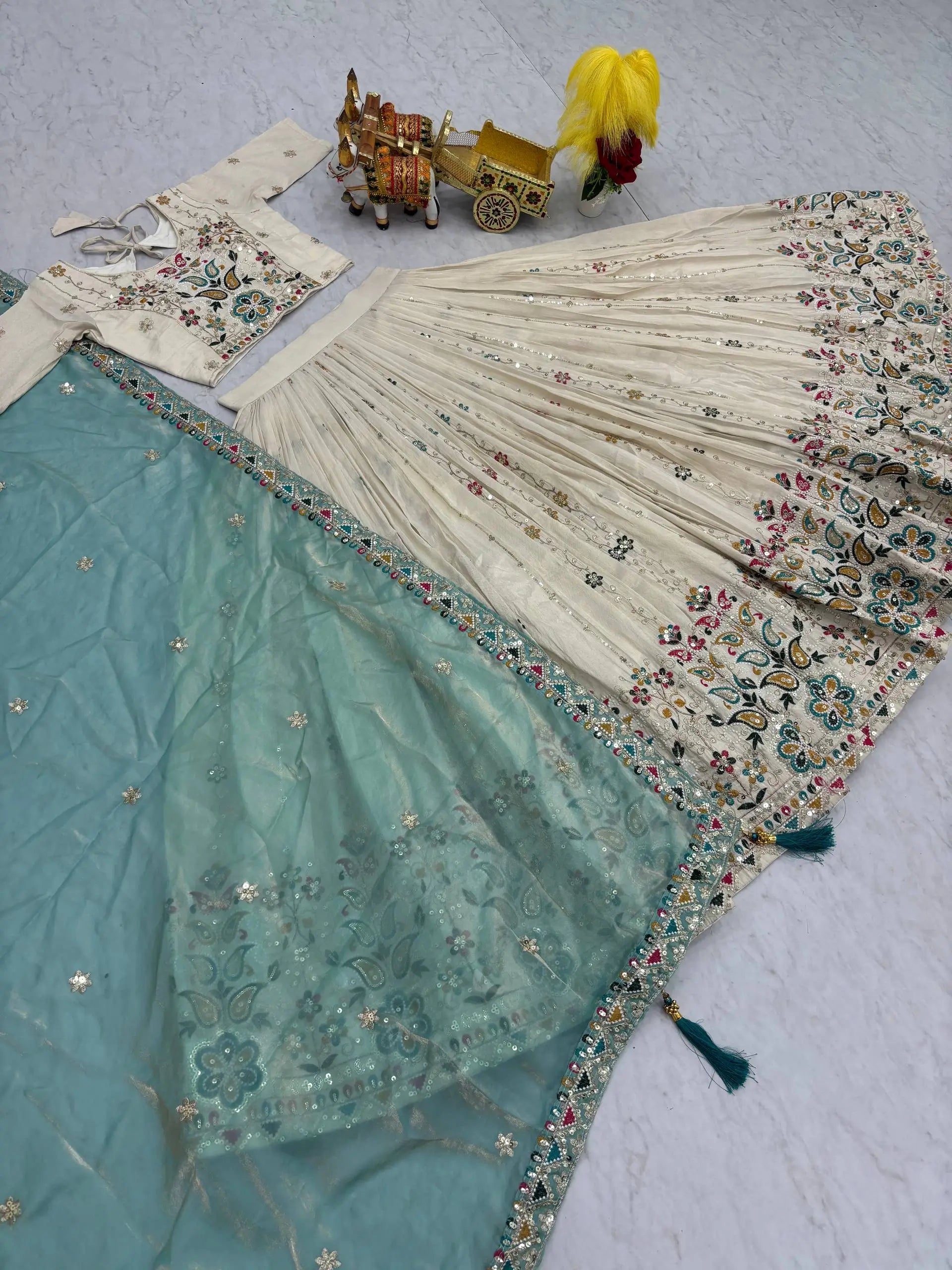 Embroidered Tissue Silk Lehenga Choli