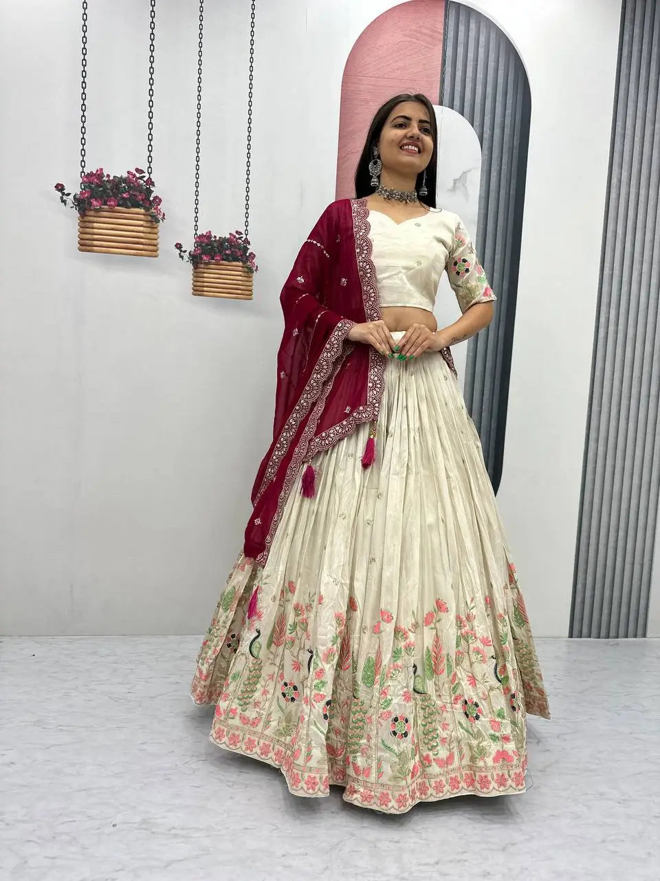 Embroidered Tissue Silk Lehenga Set