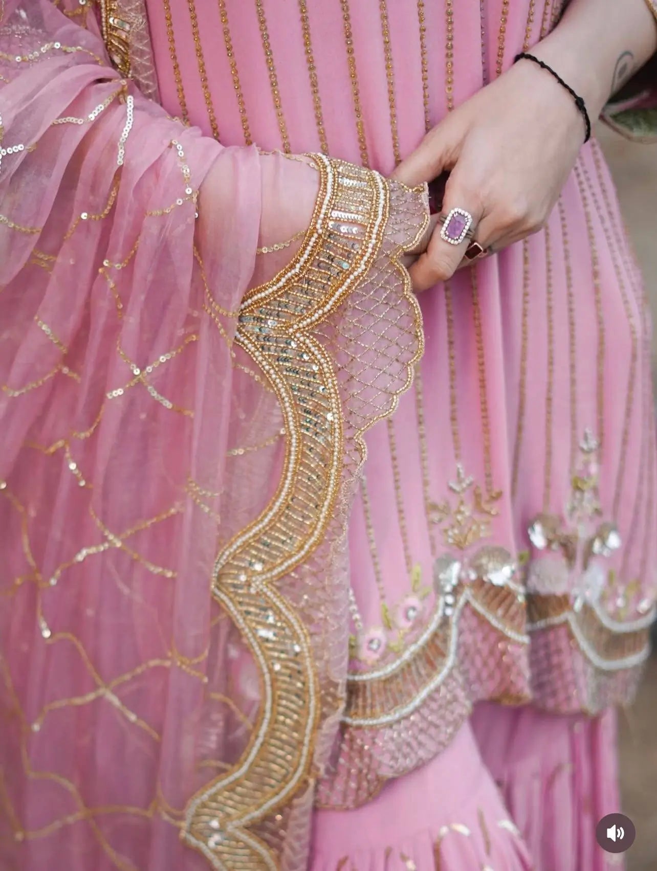Embroidered Turkey Crush Sharara Suit Set for Wedding and Festive Wear
