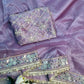 Embroidered Twill Net Saree