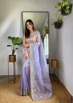 Embroidered Twill Net Saree