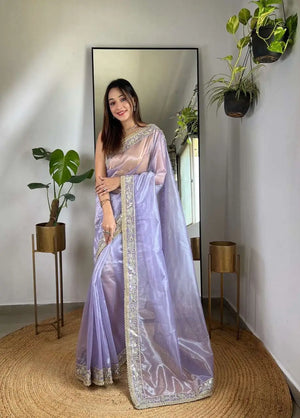 Embroidered Twill Net Saree