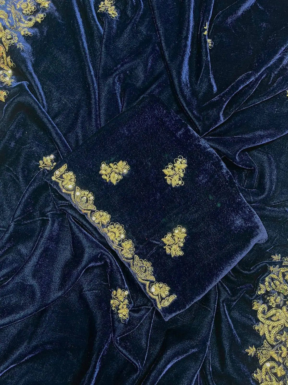 Embroidered Velvet Designer Saree