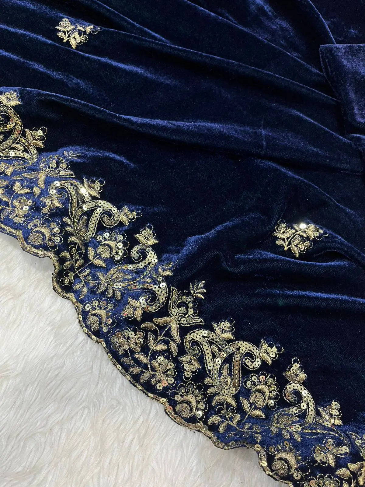 Embroidered Velvet Designer Saree