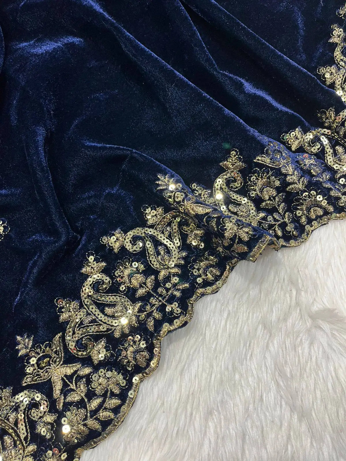 Embroidered Velvet Designer Saree