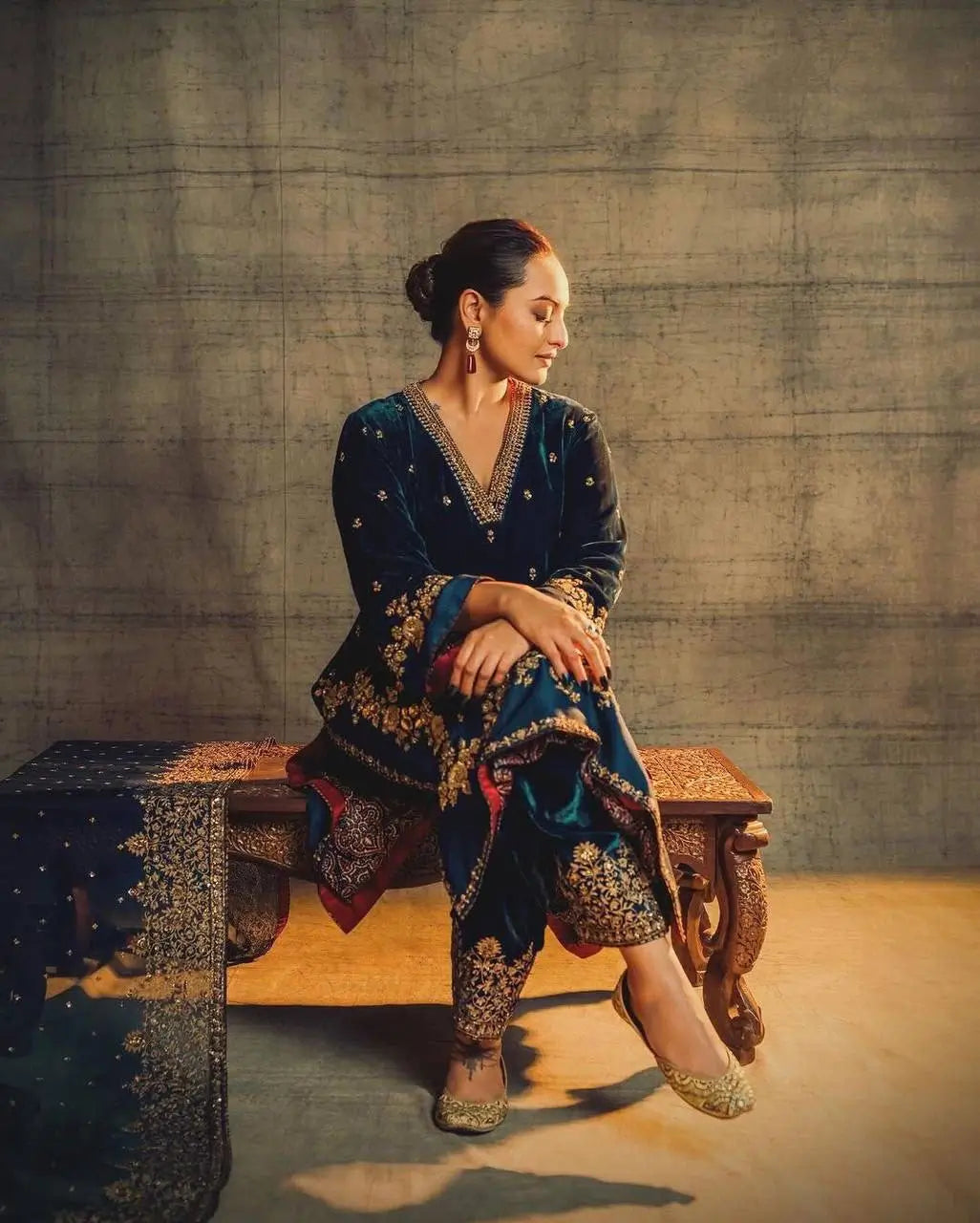 Embroidered Velvet Designer Suit Set