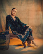 Embroidered Velvet Designer Suit Set