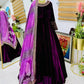 Embroidered Velvet Gown with Chinon Dupatta