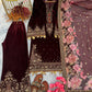 Embroidered Velvet Palazzo Suit Set