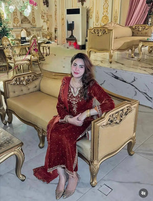 Embroidered Velvet Patiala Suit