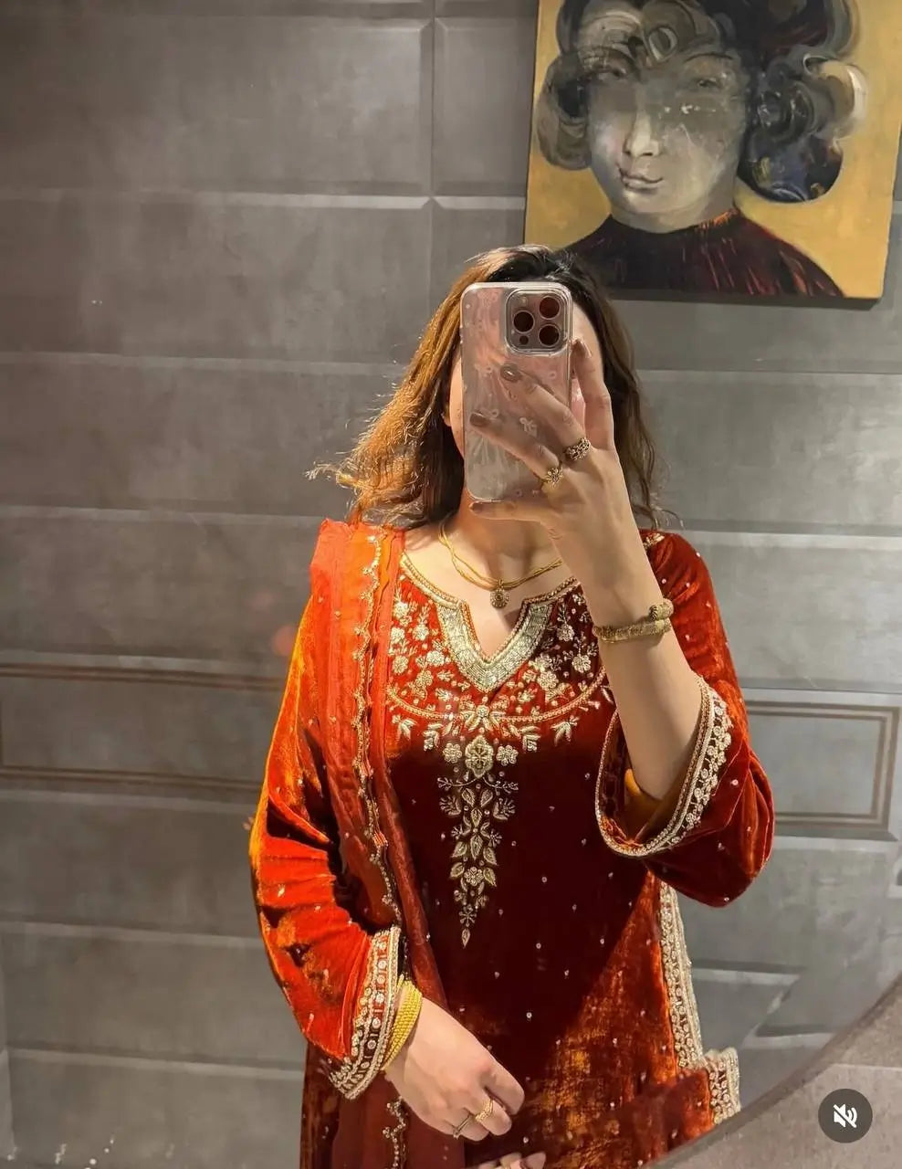 Embroidered Velvet Patiala Suit