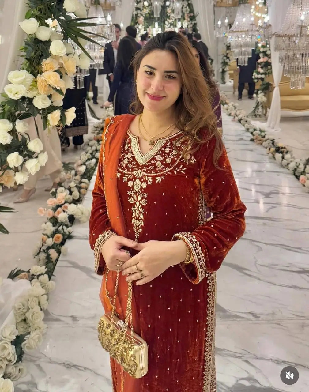 Embroidered Velvet Patiala Suit