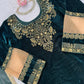 Embroidered Velvet Plazo Set