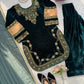 Embroidered Velvet Plazo Set