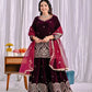 Embroidered Velvet Sharara Set