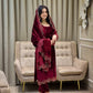 Embroidered Velvet Suit Set