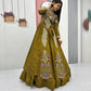 Embroidered Vichitra Crop Top Lehenga Set with Shrug