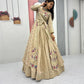 Embroidered Vichitra Crop Top Lehenga Set with Shrug