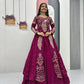 Embroidered Vichitra Crop Top Lehenga Set with Shrug