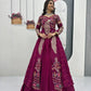 Embroidered Vichitra Crop Top Lehenga Set with Shrug