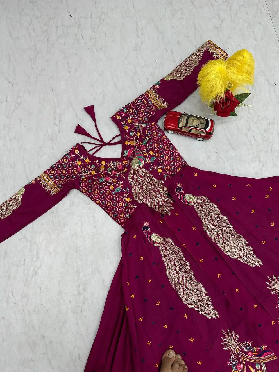 Embroidered Vichitra Crop Top Lehenga Set with Shrug