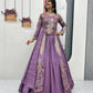 Embroidered Vichitra Crop Top Lehenga Set with Shrug