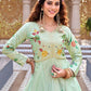 Embroidered Vichitra Crop Top Lehenga Set with Shrug