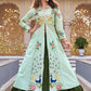 Embroidered Vichitra Crop Top Lehenga Set with Shrug