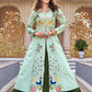 Embroidered Vichitra Crop Top Lehenga Set with Shrug