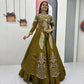 Embroidered Vichitra Crop Top Lehenga Set with Shrug