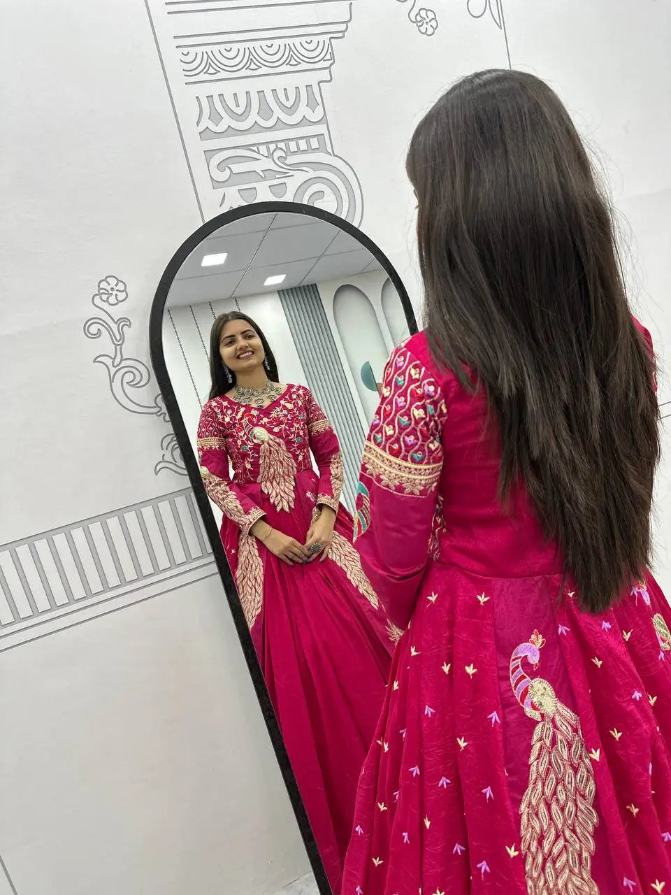 Embroidered Vichitra Crop Top Lehenga with Shrug