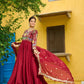 Embroidered Vichitra Gown with Dupatta