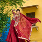 Embroidered Vichitra Gown with Dupatta