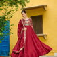 Embroidered Vichitra Gown with Dupatta