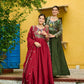 Embroidered Vichitra Gown with Dupatta