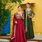 Embroidered Vichitra Gown with Dupatta