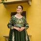 Embroidered Vichitra Gown with Dupatta