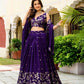 Embroidered Vichitra Lehenga with Blouse and Dupatta