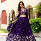 Embroidered Vichitra Lehenga with Blouse and Dupatta