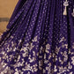 Embroidered Vichitra Lehenga with Blouse and Dupatta
