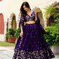 Embroidered Vichitra Lehenga with Blouse and Dupatta
