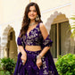 Embroidered Vichitra Lehenga with Blouse and Dupatta