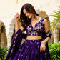 Embroidered Vichitra Lehenga with Blouse and Dupatta