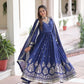 Embroidered Vichitra Silk Anarkali Gown with Dupatta