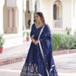 Embroidered Vichitra Silk Anarkali Gown with Dupatta
