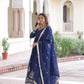 Embroidered Vichitra Silk Anarkali Gown with Dupatta